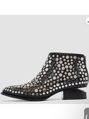 Alexander Wang Gabi Black Studded Ankle Boot with Silver Accents